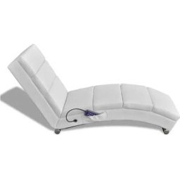 vidaxl Tumbona de masaje reclinable de cuero sintético blanco
