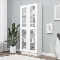vidaxl Vitrina de madera contrachapada blanco 82,5x30,5x185 cm