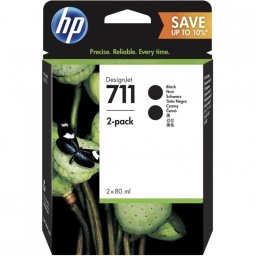 HP 711 Pack 2 Cartuchos Tinta Original Negro