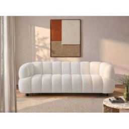 Unique Sofá de 4 plazas en tela bouclé blanco roto - COLIANI