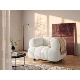 Unique Sillón en tela bouclé blanco roto - COLIANI