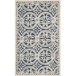 Safavieh Alfombra medallón de lana azul/blanco, 91 x 152 cm