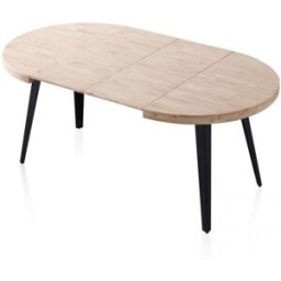 duehome Mesa de comedor redonda extensible 120-200x120 cm negro roble