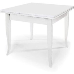 Konte.Design Mesa extensible de madera blanca tipo libro 100×100 cm 200×100 cm