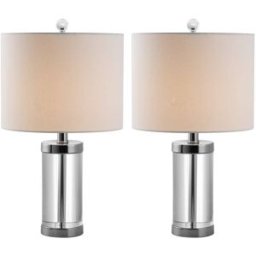 Safavieh Set de 2 lámparas de mesa en poliéster, transparente