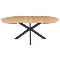 duehome Mesa redonda de comedor extensible 130-210x130 cm mdf roble negro
