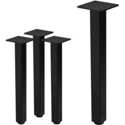 ML-Design Set 4x patas de mesa 42 cm regulables de acero 4x4 cm negro brillante