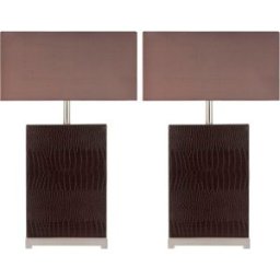 Safavieh Set de 2 lámparas de mesa en piel/poliresina, marrón