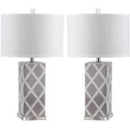 Safavieh Set de 2 lámparas de mesa en cerámica/acrílico, gris