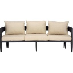 Safavieh Sofá en acero/cuerda/tela/espuma, negro
