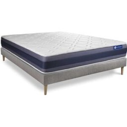 Actisom Somier gris + colchón con espuma viscoelástica 150 x 190