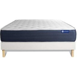 Actisom Somier blanco + colchón con espuma viscoelástica 180 x 190