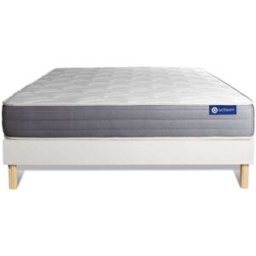 Actisom Somier blanco + colchón con espuma viscoelástica 180 x 190