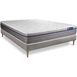 Actisom Somier gris + colchón con látex y espuma viscoelástica 120 x 190