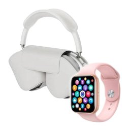 Klack Pack Smartwatch Watch 9 Max + Auriculares Bluetooth Klack Pro Rosa/blanco