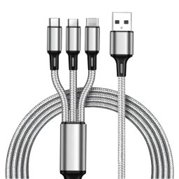 Klack Cable 3 En 1 Universal MicrouUSB/Lightning/USB-C Gris