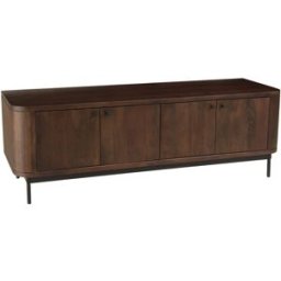 MACABANE Mueble para televisión de diseño en madera oscura y metal negro
