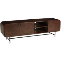 MACABANE Mueble para televisión de diseño en madera oscura y metal negro