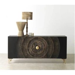 Aparador en madera de mango y tablero de fibra de densidad media negro