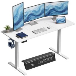 Escritorio Elevable Eléctrico HOMCOM 140x60 cm Blanco 3 Memorias