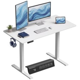 Escritorio Elevable Eléctrico Homcom 120x60 cm Blanco con 3 Memorias