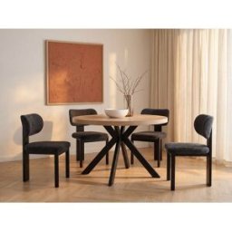 Unique Mesa de comedor extensible 4 a 8 comensales de MDF y acero - Natural y negro - KOMONI
