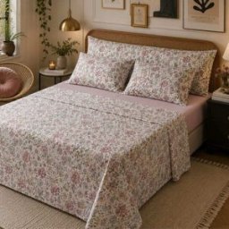 Alo Home Juego de Sábanas 3 Piezas 100% Algodón Estampado Floral Cama 150 cm