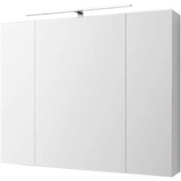 ML-Design Armario con espejo, con iluminación LED, blanco, 90,4x72x15cm
