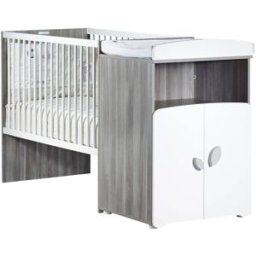 Baby Price Cama combinada convertible de 120x60 a 90x190 en madera gris
