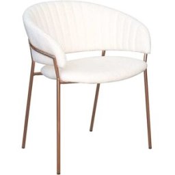 Vinta Home Silla de comedor y acero metalizado bouclé color blanco
