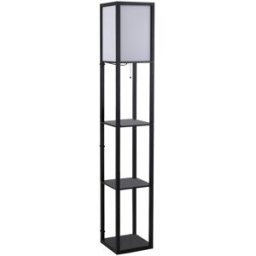 Homcom Lámpara pie con estantes 26x26x160 cm negro