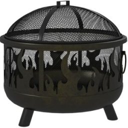 OKWISH Brasero negro de metal 2 en 1 con parrilla ø61x55 cm