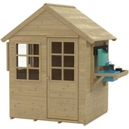 TP Toys Cabaña infantil con cocina y contraventanas madera marrón fsc®
