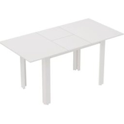 OKWISH Mesa de comedor blanca de madera extensible 120/160x80x78 cm