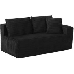 OKWISH Sofá modular negro de espuma y muelles con chaise longue