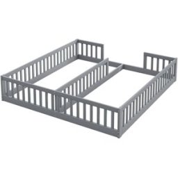 OKWISH Cama infantil gris de pino con barrera 204x187x40 cm