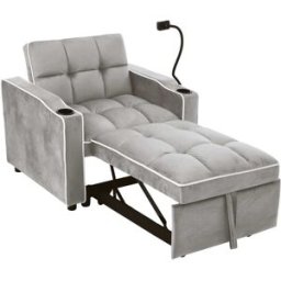 OKWISH Sofá cama gris blanco de espuma 3 en 1 83x167x76 cm