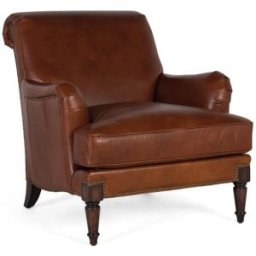 GINER Y COLOMER Sillón tapizado en cuero con reposabrazos y patas de madera