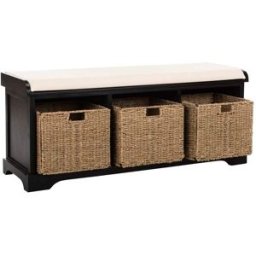 Safavieh Banco en madera maciza/mdf/espuma/tela/fibras naturales, negro