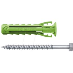 FISCHER BEFESTIGUNGSSYSTEME FD 567867 - Enchufe + tornillo, SX Plus Verde 10x50 S K, 5 piezas