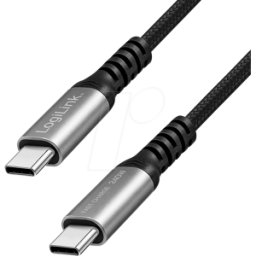 LOGILINK CU0280 - Cable de sincronización y carga, USB-C -> USB-C, 0,5 m, negro/pl