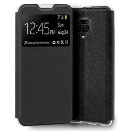 Cool Funda Flip Cover Liso Negro para Xiaomi Redmi Note 9S/Note 9 Pro