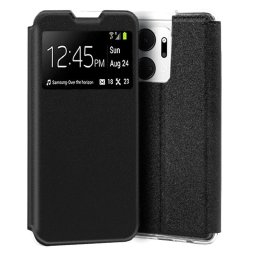 Cool Funda Flip Cover Liso Negra para Huawei Honor X7A
