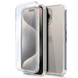 Cool Funda Silicona 3D Transparente Frontal/Trasera para iPhone 15 Pro Max