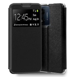 Cool Funda Flip Cover Liso Negro para Motorola Moto E13