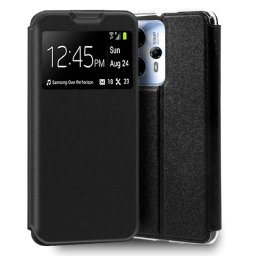 Cool Funda Flip Cover Liso Negro para Motorola Moto G13/G23