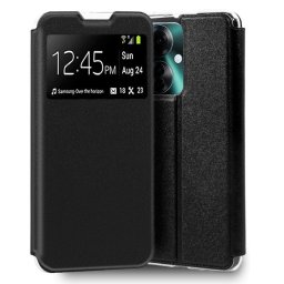 Cool Funda Flip Cover Liso Negro para Oppo Reno 11F 5G