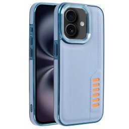 Cool Milano Funda Reforzada de TPU y Polipiel Azul para iPhone 16