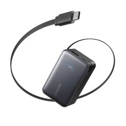 Power Bank Anker Nano 10.000 mAh, 45W, 1 USB-C, Cable retráctil USB-C, 1 USB-A Negro