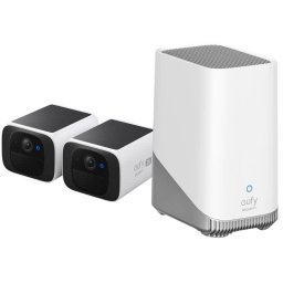 Pack Eufy SoloCam S220 2x Cámaras de Vigilancia WiFi 2K Exterior + Controlador y Grabador Eufy S380